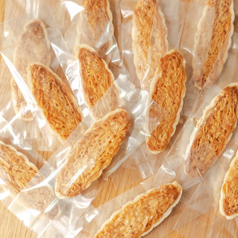 100Pcs Caramel Almond Nut Crispy Glutinous Rice Boat Packaging Bag Rectangular Nougat Transparent Machine Sealing Bags