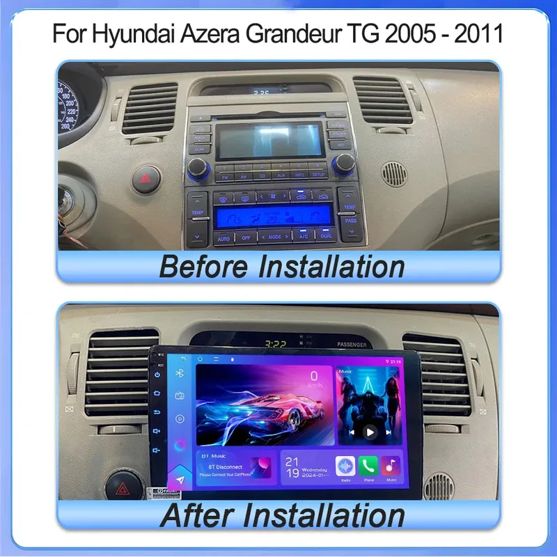 Android15 Carplay Auto Car Radio For Hyundai Azera Grandeur TG 2005 - 2011 GPS Recorder Multimedia Player No 2din DVD HDR 5G RDS