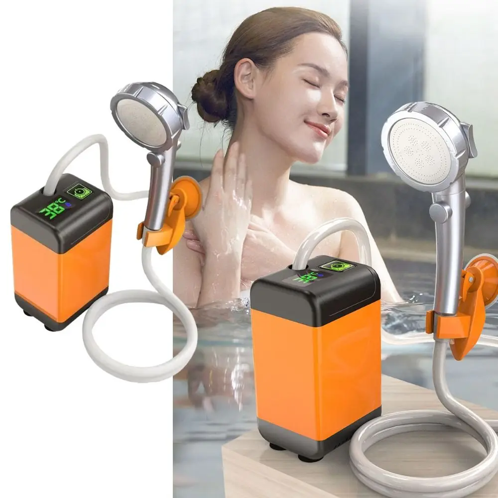 

Intelligent Temperature Measurement Portable Shower with Suction Cup Long Battery Life Rechargeable Water Pump Durable Mute