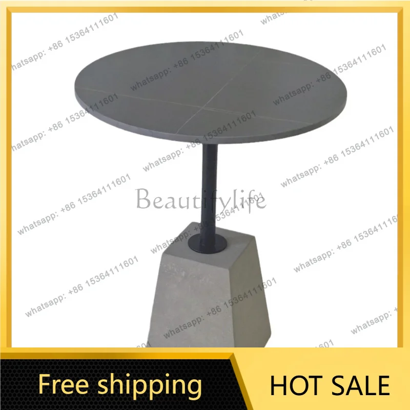 Zj. Living room Nordic design extreme cement wrought iron simple small round table cafe side few
