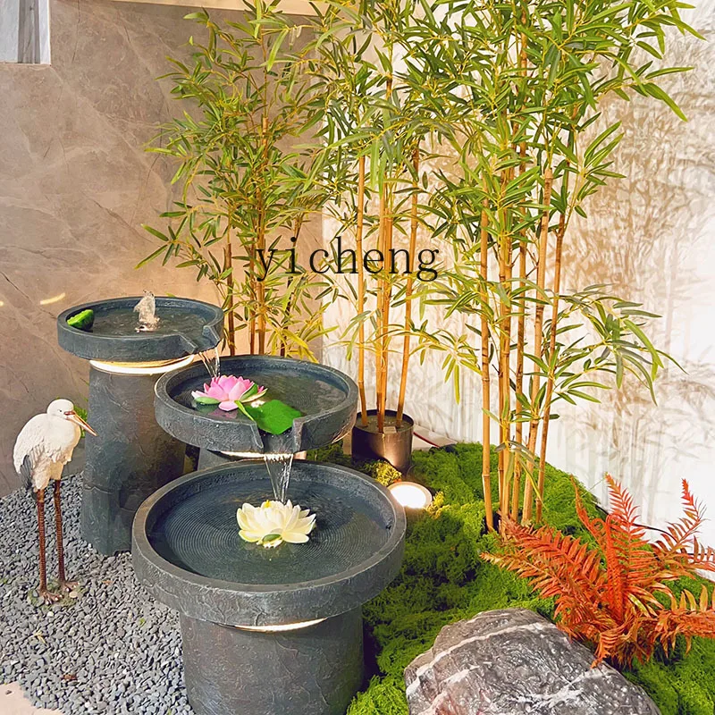 

XL indoor simulation bamboo landscape flowing water ornament circulating water under the stairs tea room hotel landscaping