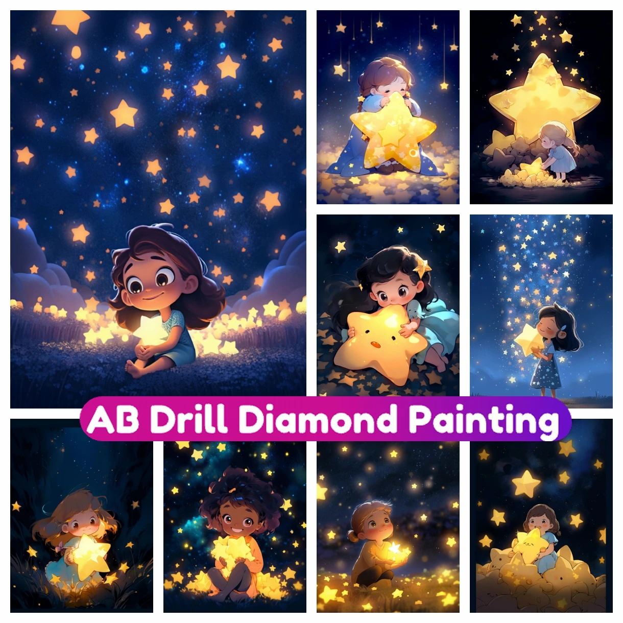 

Starry Night Girl 5D AB Diamond Painting Embroidery Portrait Art Cross Stitch Kit Rhinestone Mosaic Handmade Craft New Arrivals