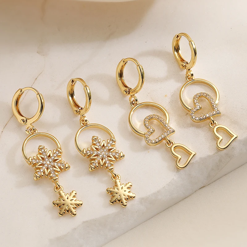 GANPUP Elegante Glänzende Zirkonia-Herz-Ohrhänger für Damen Neue Ohrklemme Modischer Trendschmuck Geschenk für Party серьги – Detail 3