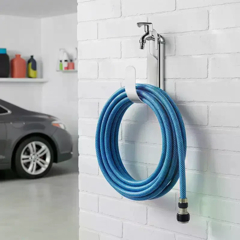 201 Stainless Steel Garden Hose Holder Multi Purpose Household Car Wash Water Hose Faucet Hose Hook Balcony Wall Mount Storage
