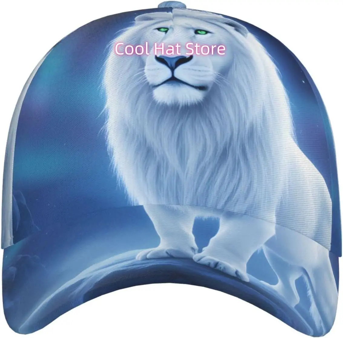 White Lion Majesty Pattern Baseball Cap Adjustable Cotton Baseball Hat for Sports, Outdoor, Travel Gifts for Men