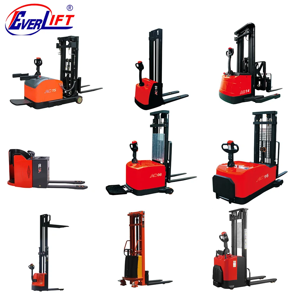 EVERLIFT Off- Road Stacker Forklift 1.0t 1.5t 2.0t 3300lbs 3m Mini Electric Pallet Lift Walkie Stacker All Terrain Rough Stacker