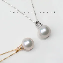 Natural Aurora White Freshwater Edison Pearl Fashion Classic Versatile S925 Sterling Silver Nipple with Diamond Pendant Necklace