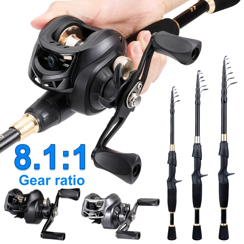 

Sougayilang Fishing Rod and Reel Combo 1.8-2.4m Carbon Fiber Fishing Rod and 19+1 BB 8.1:1 Gear Ratio Casting Fishing Reel Pesca