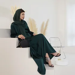 Satin Abaya 2 Piece Set for Women, Sleeveless Slip Dress, Diamonds Chain Kimono Abaya, Muslim Outfit, Islamic Clothing, Ramadan