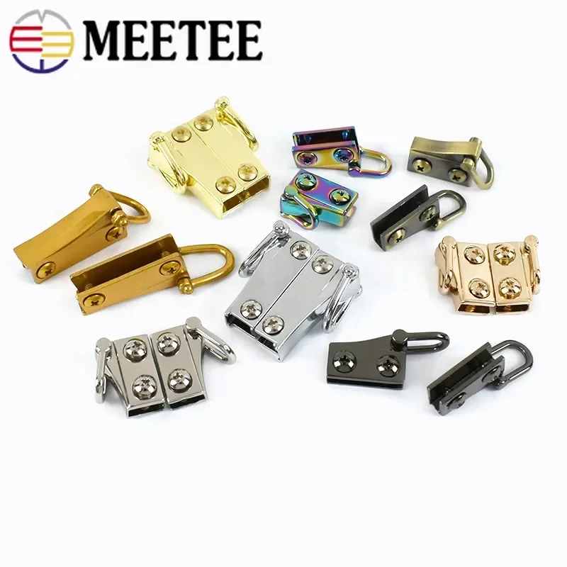 2Pairs Meetee Metal Clip Buckle Handbag Strap Side Hanger Clasp Hook Bag Chain D Ring Connect Carabiner Leather Sewing Accessory