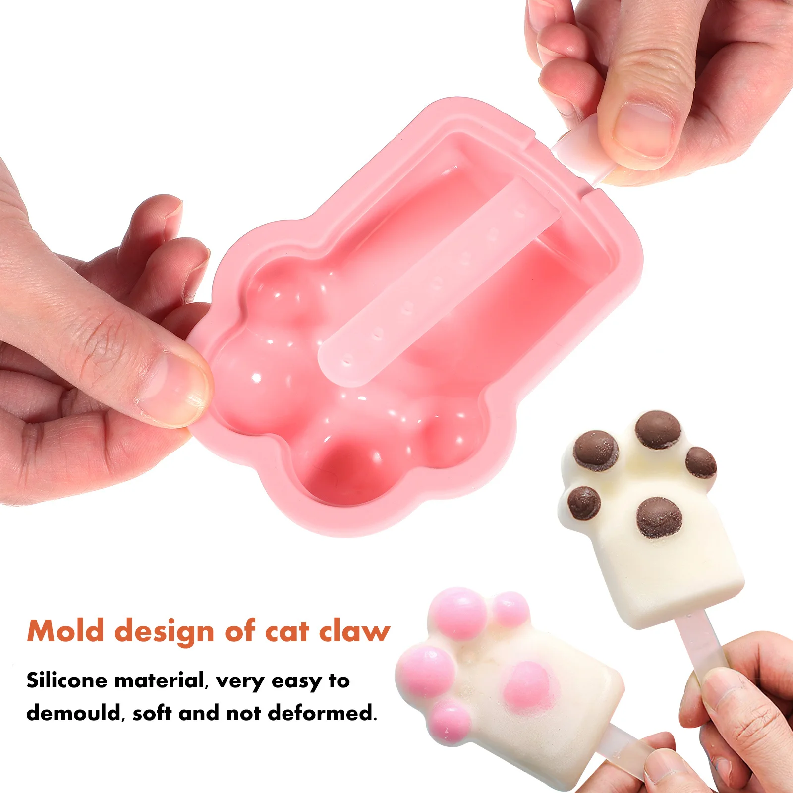 

4Pcs Cat Claw Ice Cube Tray Silicone Mold Boxes Lid Popsicle Molds Flexible Candy Chocolate Jelly Ice Cube Tray