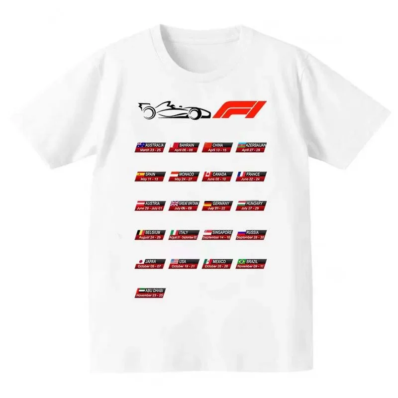 T-shirt da uomo stampata per auto da corsa F1 cotone Casual o-collo manica corta t-shirt Streetwear da donna Oversize F1 car Tops muslimah