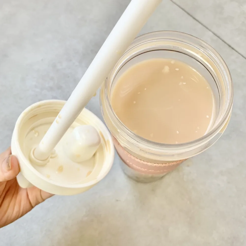 Cute 850ML Straw Cups Straw Cup Cover Plastic Water Bottle Drop-proof Juice Drinking Cups