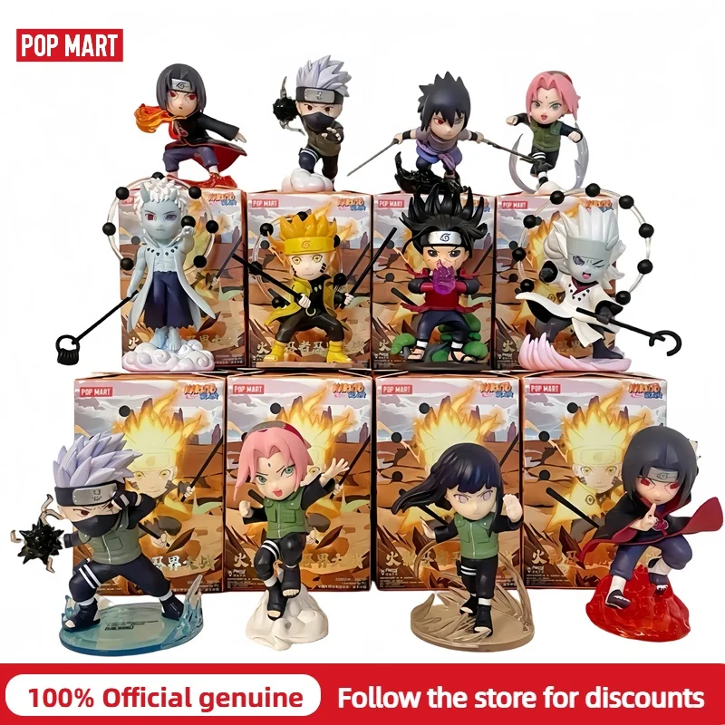 POPMART Naruto-caja ciega de la cuarta gran guerra Ninja, figura de acción coleccionable de Anime, decoración de Naruto Uzumaki, regalo de Navidad