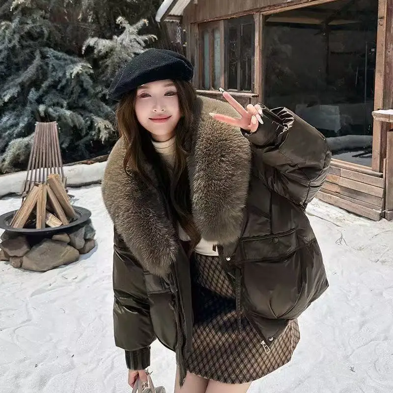 Big Natural Fox Fur Coat Women 2025 Autumn Winter Female Parkas 90% White Duck Down Jacket Feather Short Puffer Coat