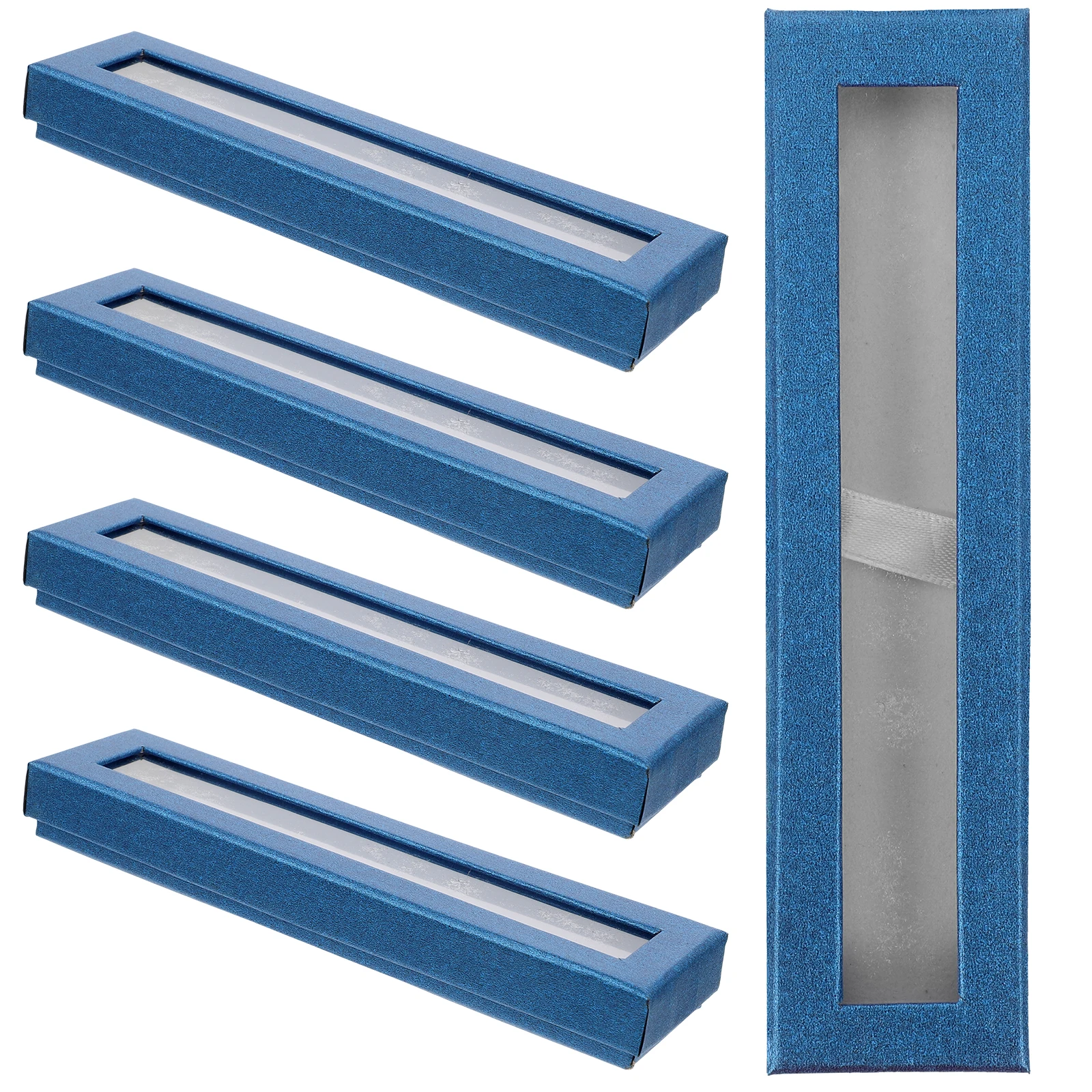

5 Pcs Signature Pencil Case Boxes with Clear Window for Pens Empty Presentation Cases Storage Bag