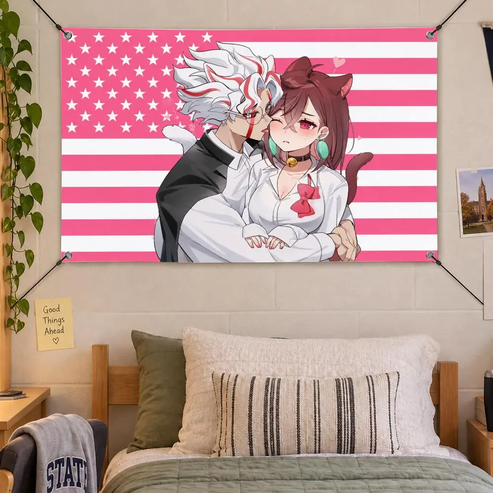 Anime DAN DA DAN Momo x Okarun Flags Decorative Flag Banner Indoor Bedroom Dorm Gaming Room Wall Party Club Decor Fan Gift