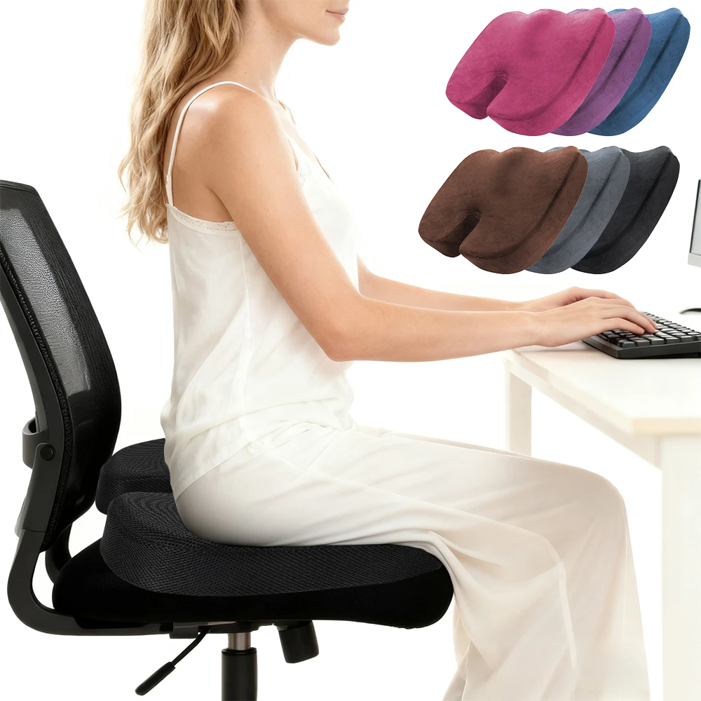 وسادة مقعد من إسفنج الذاكرة، وسادة كرسي المكتب، عرق النسا عظم الذنب لتخفيف آلام أسفل الظهر وسادة مؤخرة لتقويم العظام للجلوس الطويل