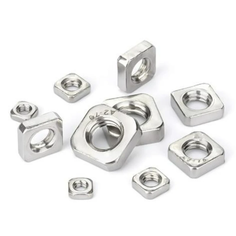 50-200pcs M2.5 M3 M4 M5 M6 M8 M10 304 A2-70 Stainless Steel Metric Threaded Thin Square Nut Foursquare Quadrate Nut DIN562