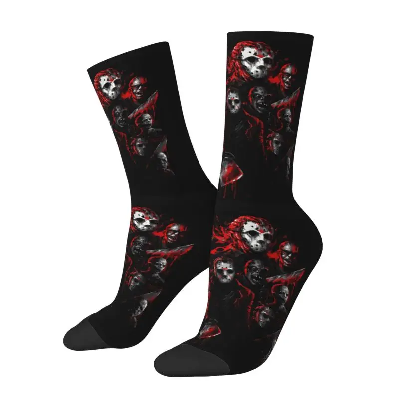 Horror Movie Character Murderers Dress Socks for Men Women Warm Funny Novelty Halloween Film Crew Socks