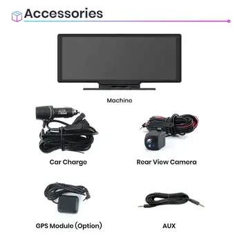 Junsun 10.26吋車載4K行車記錄儀,附GPS導航、後視、WiFi、CarPlay和24小時停車功能 8 最佳銷售 俊順行車記錄儀 - №7