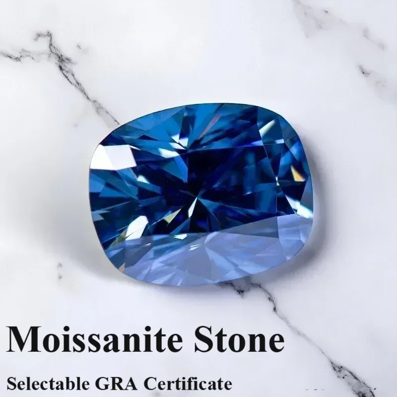 

Moissanite Stone Cushion Cut Royal Blue Natural Color Lab Grown Diamond For Women Jewelry Making Materials With GRA Certificate