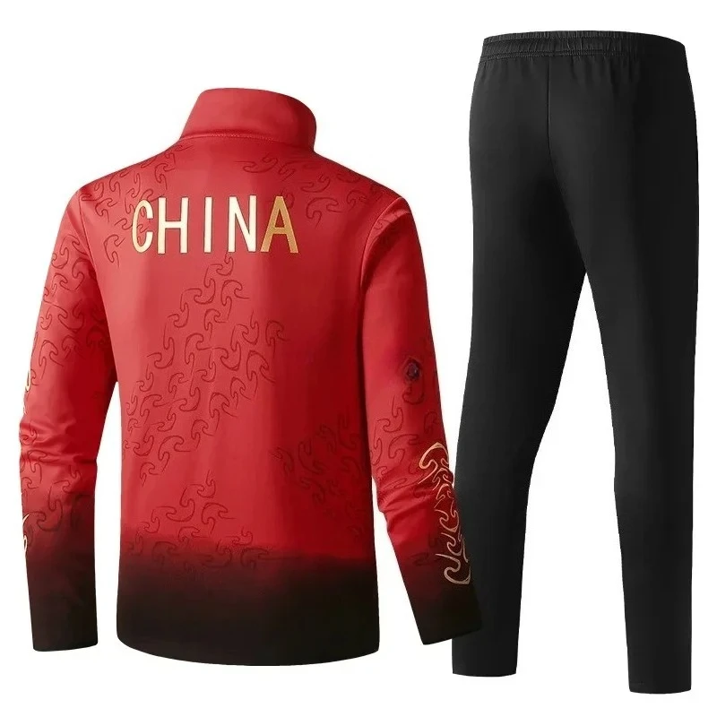 秋冬武術選手国家ユニフォーム卓球スポーツウェアトップ + パンツ学生グループトレーニング中国チームユニフォーム