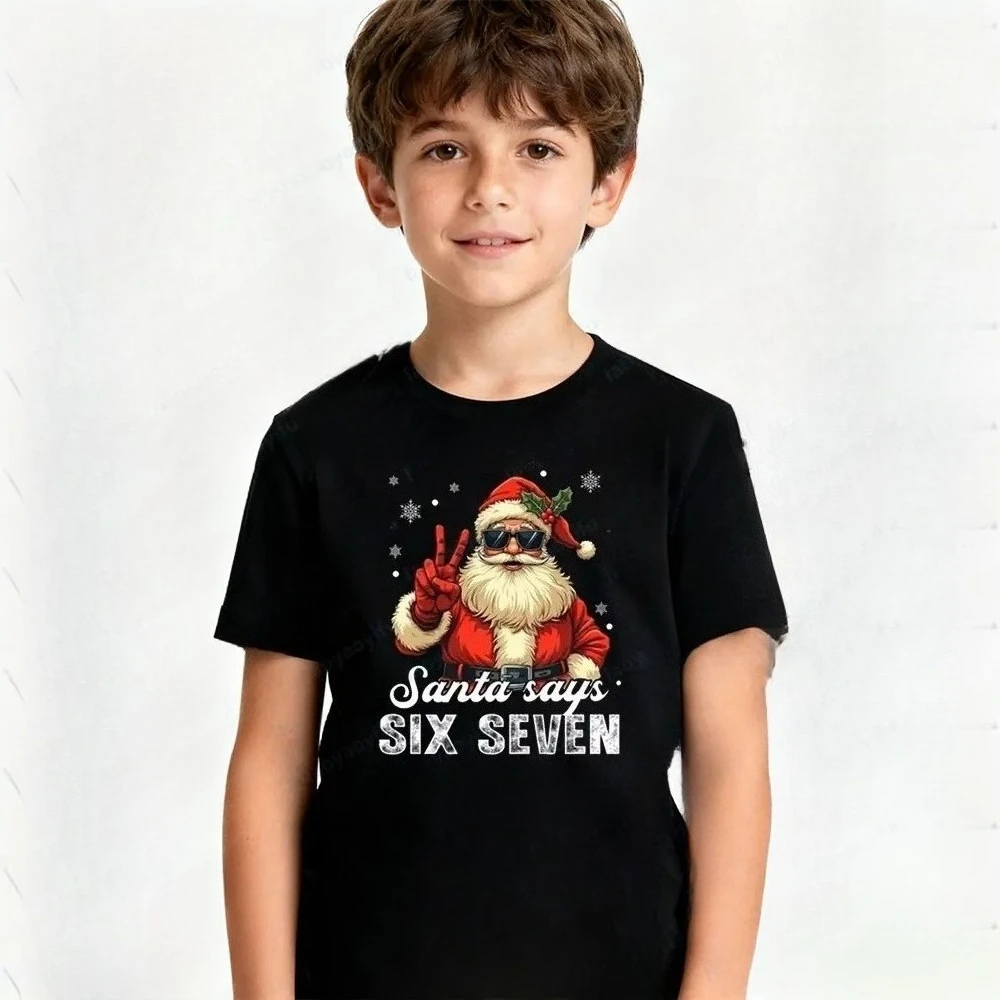 جديد مضحك ستة سبعة 67 ميمي تصميم تي شيرت ريترو سانتا كلوز 67 قميص مطبوع الأولاد عيد الميلاد هدية فريدة ملابس الاطفال عيد الميلاد القمم #6