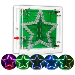 DIY Electronic Kit 3D Five-Pointed Star RGB LED Pentagram Flashing Marquee Light Board Music Player Soldering Project Practice