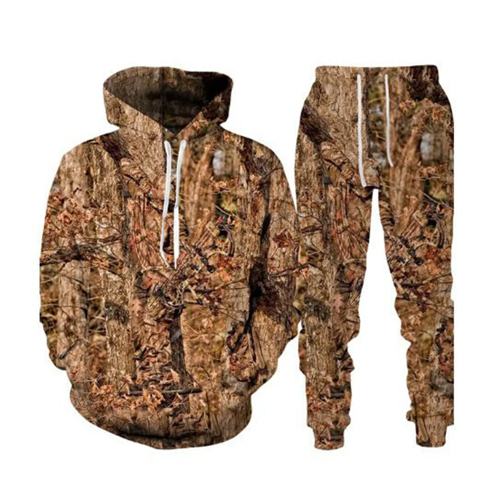 Camouflage Hunting Animal 3D Print Hoodie Sweatshirt Men\'s Tracksuit 2 Piece Set Sportwear Men Women Unisex Clothing Suit