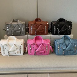 Small Square Bags for Women 2023 New Hip Hop Funny Fashion Rivet Shoulder Bag Personality Fashion Patent Leather Crossbody Bag