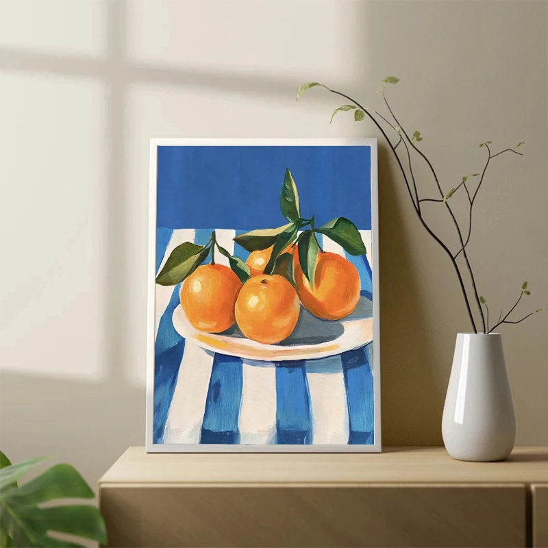1pc frameless Canvas Painting Retro Food Citrus Oranges Pasta Pickles Jar Poster Print Canvas Painting Kitchen Trendy Wall Art P