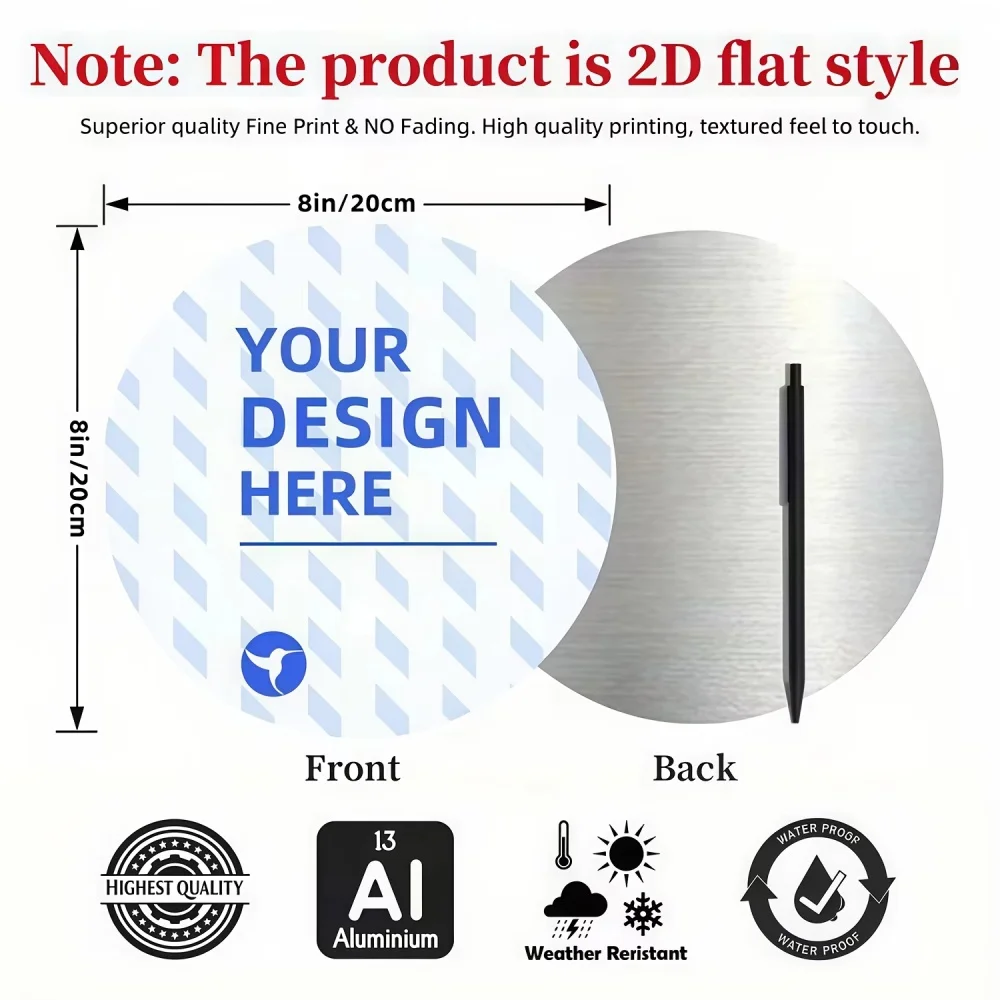 Customizable 20cm Round Iron Sign, HD Printed Weather Resistant Plaque For Indoor & Outdoor Wall Decor