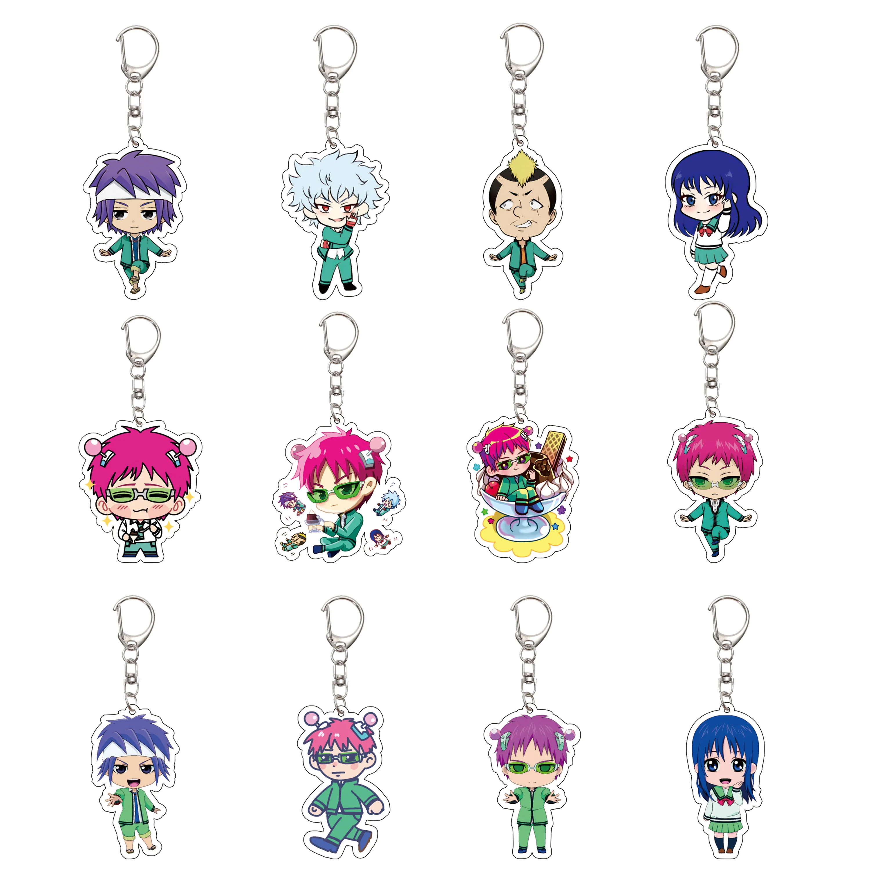 55MM Anime The Disastrous Life of Saiki K Keychain Saiki Kusuo Teruhashi Kokomi Key Chain Acrylic Model Plate Christmas Gifts
