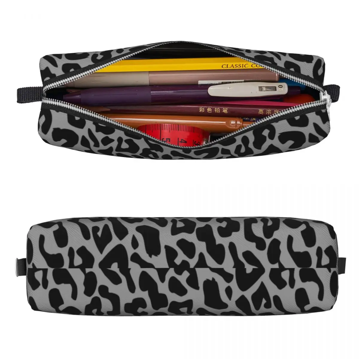 Black Leopard Pencil Cases Cheetah Animal Pen Holder Bag for Student Large Storage Students School Zipper Pencil Box