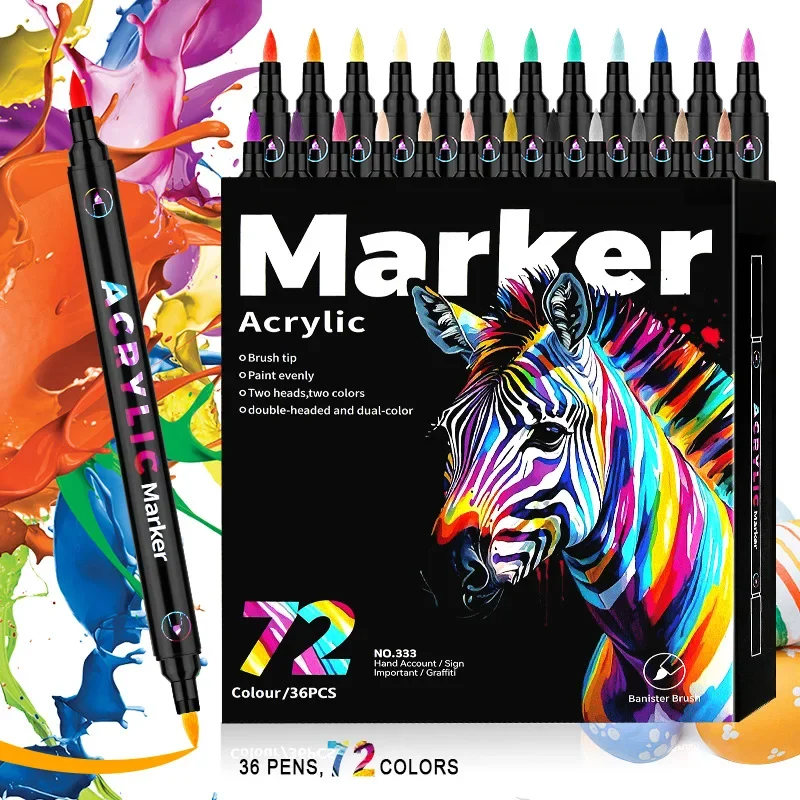 

24/48/72 color Double-head Different Color Acrylic Children's Special Drawing Quick-drying Non-fading Stackable Markers