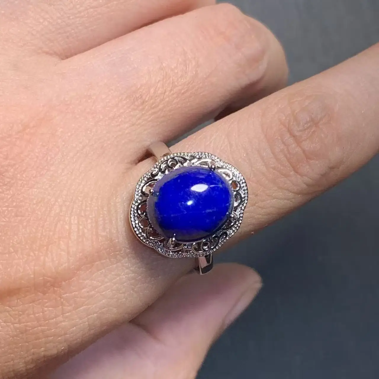 Natural Lapis Ring Adjustable Female Jewelry for Women Gift Wholesale High Quality Vintage Fine Blue Cute