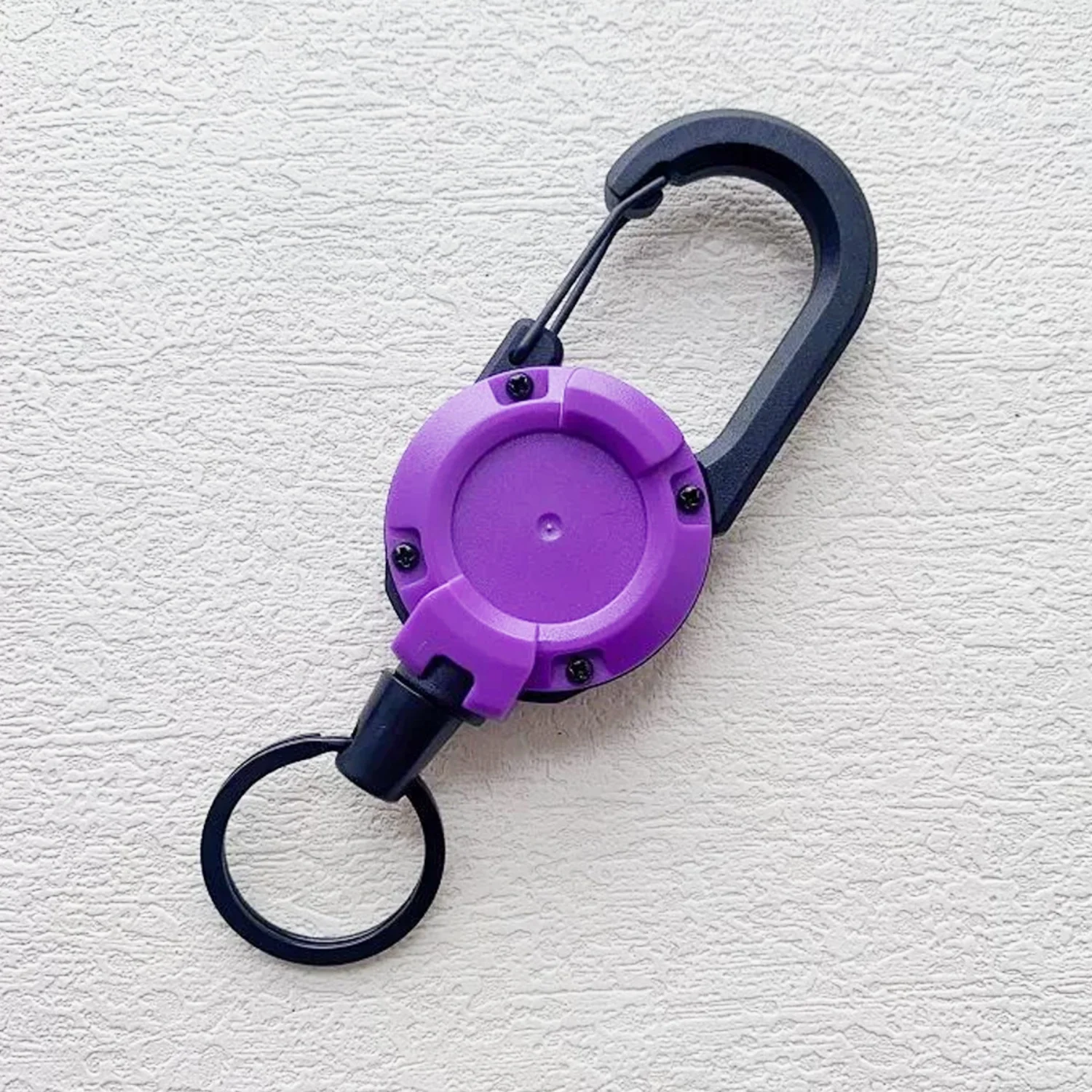 10 Stück robuste einziehbare Ausweishalter, diebstahlsicherer Stahlseil-Karabiner-Schlüsselanhänger, 60 cm, leicht zu ziehen, Outdoor EDC taktischer Ausweishalter – Detail 8