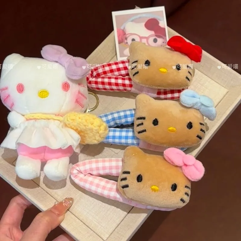 

Kawaii Hello Kitty Sanrio детские милые мультяшные плюшевые милые заколки для волос студенческие украшения для волос девичье сердце шпилька подарок для детей