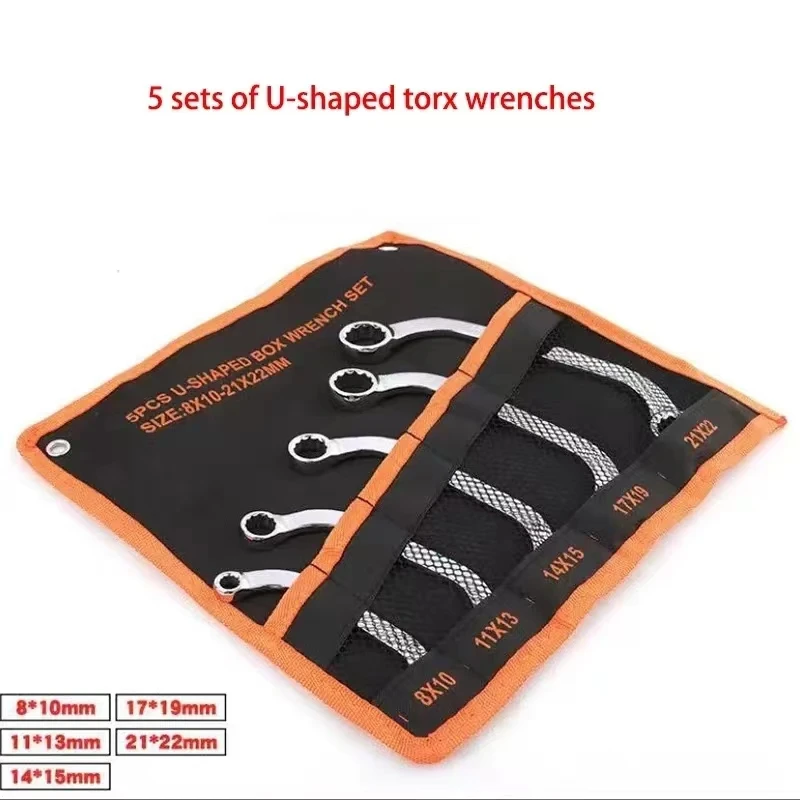 New Universal 5 Pcs/Set 8-10/11-13/14-15/17-19/21-22 mm C-Shaped torx Wrench Set Auto Repair Wrench Tool