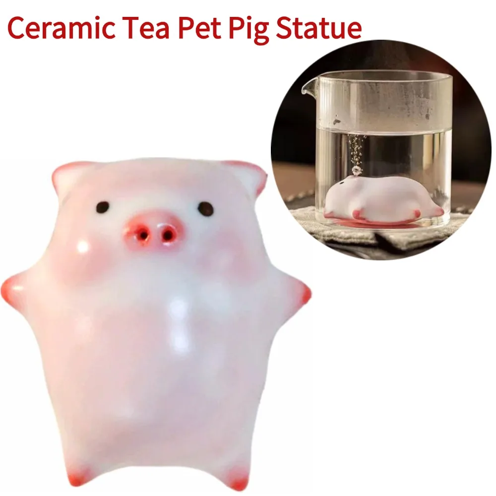 Keramik Tee Haustier Schwein Statue Zubehör Mini Tier Figur Tabletop Ornament Skulptur für Tee Haus Gongfu Tee Dekoration