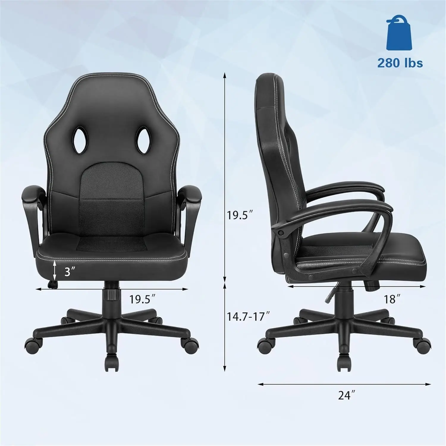 

Gunji Computer Chair Pu Leather High Back Office Modern Racing Style Game Chair Adjustable Executive Ergonomic Desk With Padded