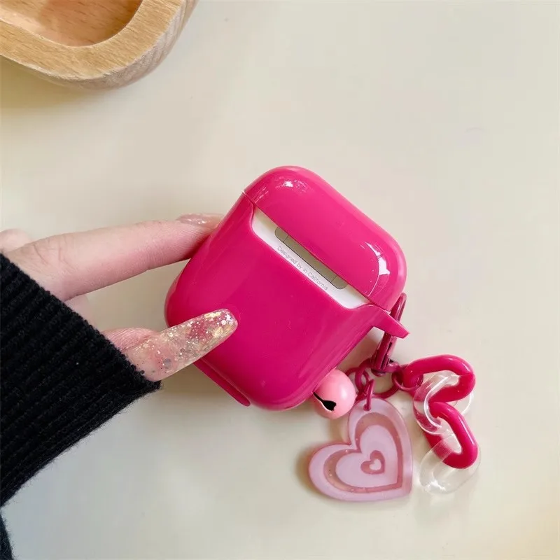 Cute Love Heart soft Earphone Protective Case for Apple Air Pods Pro 2  Cover for AirPods 3 Wireless Box With Keychain Ins 3D