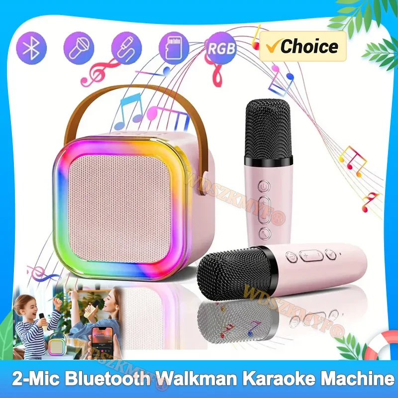 

ГОРЯЧИЙ динамик Bluetooth 5.3 с 2 микрофонами K12 Bluetooth-динамик, микрофон, встроенный уличный прямой транслятор, мини-домашний караоке