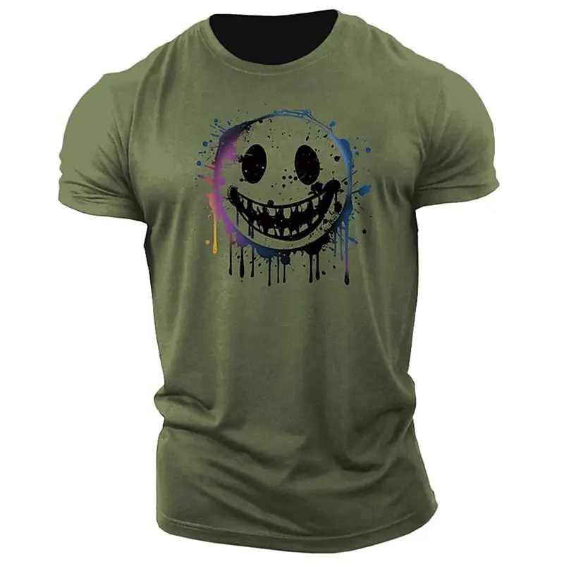 

Funny 3D Smiling Face Print T Shirt For Men Hip Hop Vintage Harajuku Streetwear Casual O-neck Short Sleeve Tee Summer Loose Tops