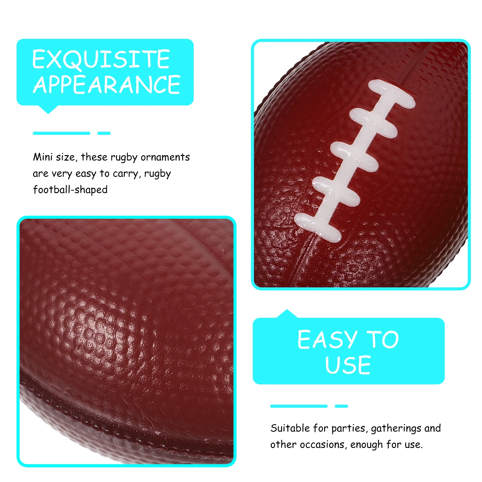 

6pcs Mini Rugby Footballs Small Sport Balls Pu Material Lifelike Design Rugby Ornament For Party Decorations Gatherings Diy