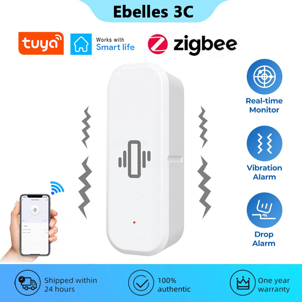 

Умный датчик вибрации Tuya Smart Life Zigbee, датчик движения, монитор сигнализации, защита от кражи в режиме реального времени, охранная сигнализация