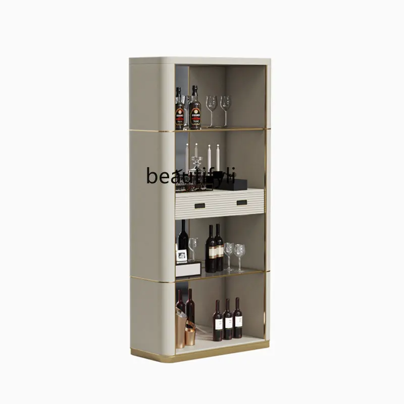 

Affordable Luxury Style Corner Cabinet Multi-Function Wine Cabinet Shelf Height Side Cabinet Display Cabinet Made of Glass