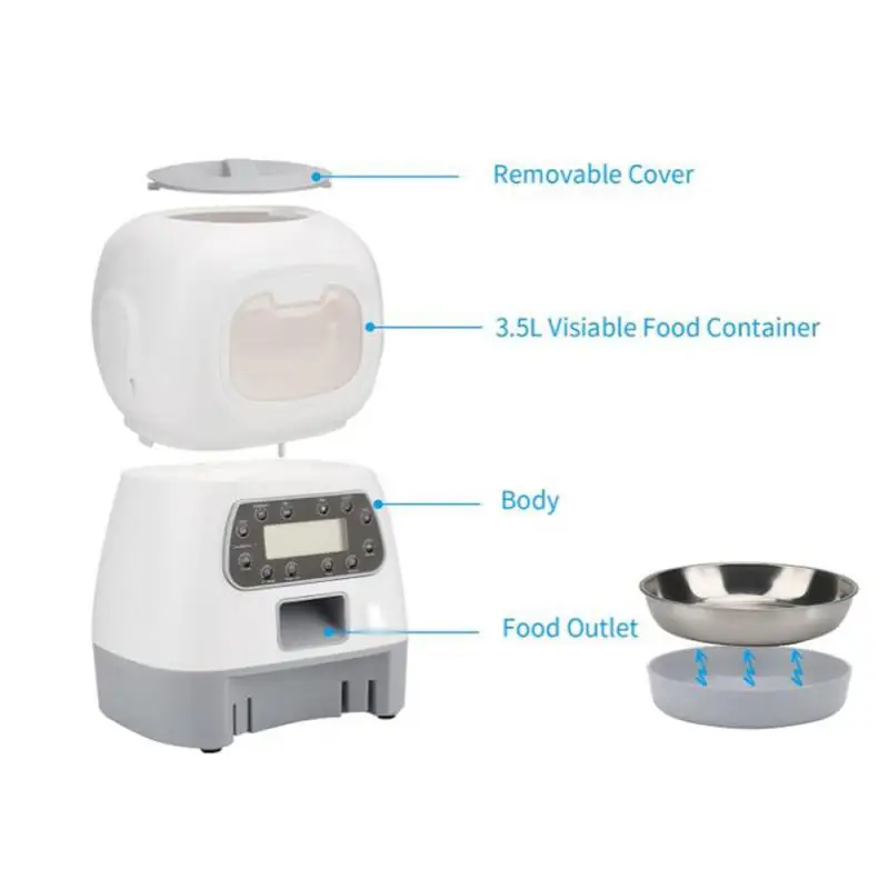 3.5L Pet Automatic Feeder For Cats Dogs Smart Food Dispenser Steel Bowl Auto Timer Dog Cat Pet Feeding Pet Supplies