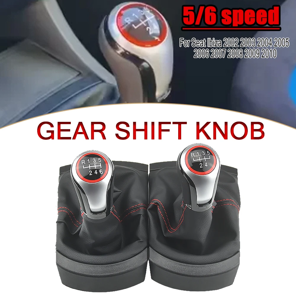 For Seat Ibiza 2002-2010 5 Speed Gear Shift Knob with PU Leather Boot Car Styling Gearstick Modification